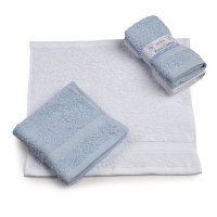 BF02-B: Blue & White 2 Pack Face Cloths